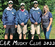 C&R Musky Club 2022 (from left) Tom Pomeroy, Kevin Kowalski, Jason Loos, Greeter Jodi Long